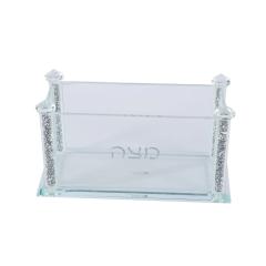 Crystal Square Matzah Box with Decorative Crystals - Silver