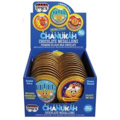 Chnaukah Stickered Gold Medallions - Cholov Yisrael