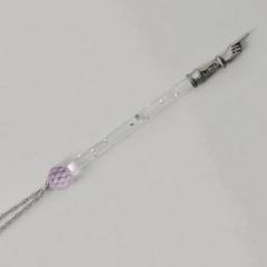 Pewter and Pink Crystal Yad with Stones - 7.25''