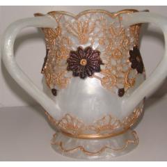Acrylic Wash Cup - Gold Flower