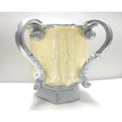 Acrylic Wash Cup Square White & Silver