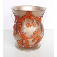 Acrylic Wash Cup - Gold and Orange Glitter