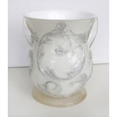 Acrylic Wash Cup - White With Silver Glitter