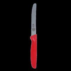 Serrated Knife Curved Tip - 4.5" Blade - Red