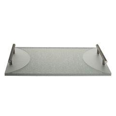 Challah Board Tray Silver Lucite with Handles