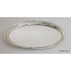 Silver Plated Lacquered Oval Shaped Tray 8.5 X13