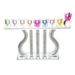 New Crystal Menorah with Colored Tops & Stones