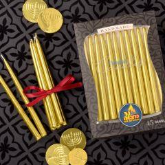 Hand Made Metallic Gold Chanukah Candles - 45PK