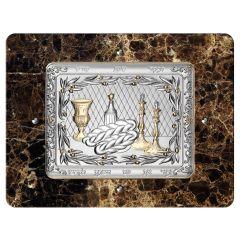 Camilletti Rectangular Challah Tray With 925 sp Silver & Gold - VENGÈ