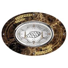 Camilletti Oval Challah Tray With 925 sp Silver & Gold - VENGÈ Gold Barley Design