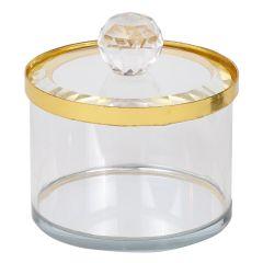 Crystal Honey Dish Gold Rim