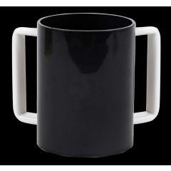 Black Acrylic Washing Cup with White Handles 5"