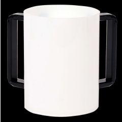 White Acrylic Washing Cup with Black Handles 5"