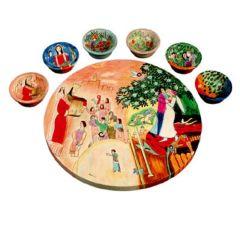 Seder Plate and Six Small Bowls - Figures