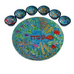 Seder Plate and Six Small Bowls - The Seven Species
