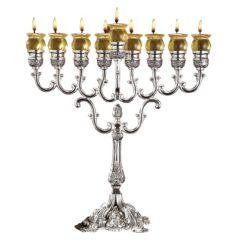 Traditional Oil Menorah Silverplated 13' H