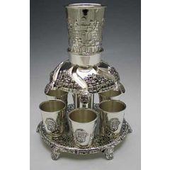 Silver plated Fountain 6 Cups Jerusalem Style