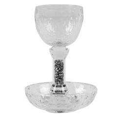 Crystal With Silver Stones Kiddush Cup