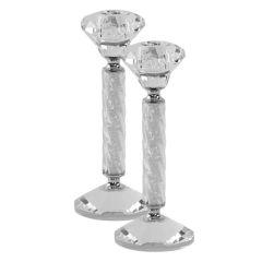 Candlesticks Crystal And Silver 7"