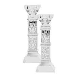 Crystal And Silver Floral Candlesticks 7