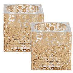 Crystal And Gold Tealight Candle Holder 2"H X 2"W