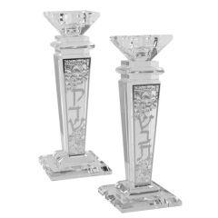 Crystal And Silver Candlesticks 8"H X 1.5"W