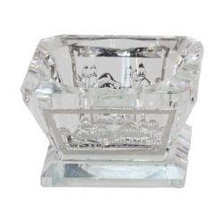 Clear Crystal Salt/Honey Holder - With Silver Metal