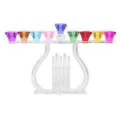 Crystal Menorah With Colored Cups