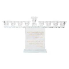Crystal Menorah With Clear Cups - Blessing Engraved