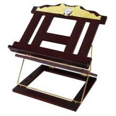 Wooden 2 Tone Book Stand / Shtender 2 Position With Clock Gold Plate