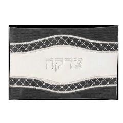Tzedakah Bag Leather Look Black & White