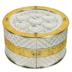 3 Tier Silver & Gold Plated Seder Plate Large