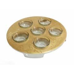 Seder Plate - Gold Pomegranate Design - Stainless Steel