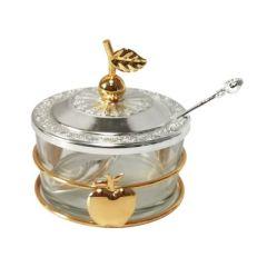 Honey Dish With Apple Shapes Gold & Silver