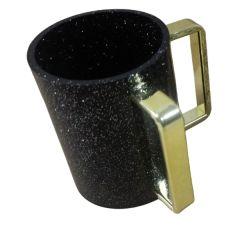 Black Sequined Acrylic Washing Cup with Gold Handles
