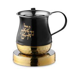 Wash Cup With Tray - Black & Gold