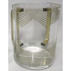 Acrylic Clear Washing Cup - Gold Handle - Gold Leaf Design