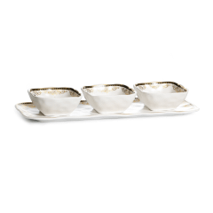 Set of 3 Porcelain Bowl W/Tray