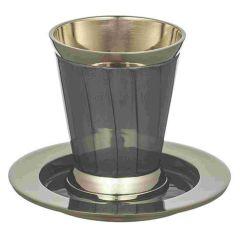Aluminum Kiddush Cup with Saucer - Gray