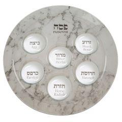 Glass Passover Seder Plate - Gray
