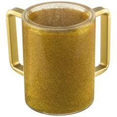 Perspex Clear Washing Cup - Gold Glitter