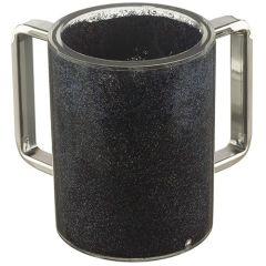 Perspex Clear Washing Cup - Black Glitter