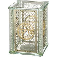 Crystal Tzedakah Box with Plaque - Diamond