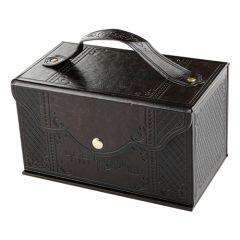 Embossed Faux Leather Etrog Box with Handle & Lock