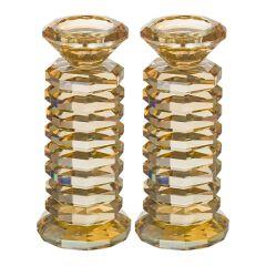 Pair of crystal Candlesticks - Clear Gold Rings