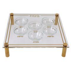 Square Modern Acrylic Seder Plate with Legs