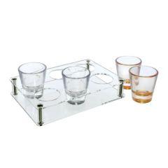 Acrylic Stand With 6 Gold Liqueur Cups