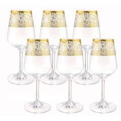 Set Of 6 White And Gold Goblets