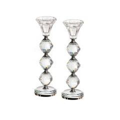 Crystal Candlestick w/ Silver Ring