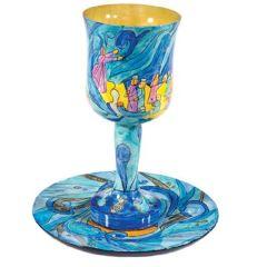 Wooden Kiddush Cup and Saucer - Exodus